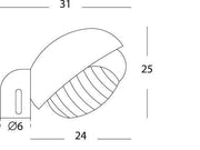 Lampe murale en thermoplastique avec diffuseur en verre imprimé - 60mm x 155mm - Alimentation 230V - Puissance maximale 60W noir