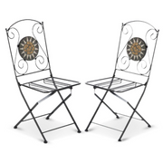 Chaise pliante en fer pour l'extérieur Noir MUSA 42x55x h95 cm Set 2 pièces