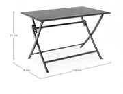 Table d'extérieur en aluminium anthracite ELIN 110x70x h71 cm