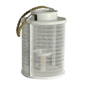 Bougeoir en bois blanc avec grande poignée en corde cm15,5x15,5h23