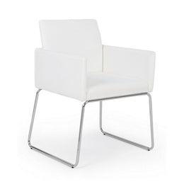 Chaise avec accoudoirs en simili cuir Blanc SIXTY 60x54x h80,5 cm