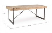 Table urbaine industrielle Garrett avec plateau en bois