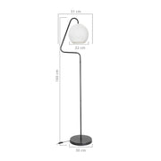 Lampadaire gris Yumak MDL4256 avec abat-jour en tissu blanc
