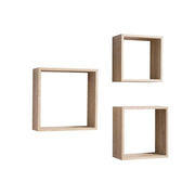 Lot de 3 étagères murales Shelvy Cub, forme cube, couleur sonoma