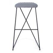 Tabouret de bar en acier et velours Gris KINSLEY 40x46 h76 cm