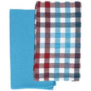 Set 2 Torchons Cm 50x70 Fraises Coton Bleu Clair