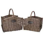 Panier à bûches bois 1-2 blanchi cm50x39h31-36-53