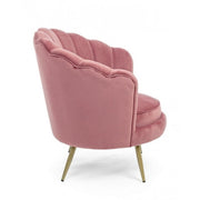 Fauteuil rétro en velours rose paon cm 80 x 76 x 84 h