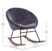 Fauteuil à bascule Annika effet velours gris foncé