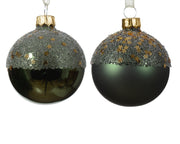 Décoration de Noël Boule en verre mat brillant en forme d'étoile avec sommet à 2 couleurs, vert pin ø 6cm