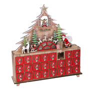 Calendrier en bois led sapin rouge cm31x8h34,5