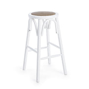 Tabouret de bar blanc en bois naturel de style rustique Ø40a - 73h