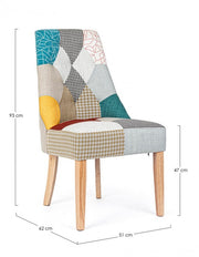 2x Chaise en bois rembourrée de style Fusion