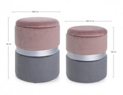 Ensemble de deux poufs ouvrants modernes gris rose gris