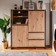 Buffet haut tiroirs compartiment ouvert quecia profils antacite cm 120 x 40 x 140 h