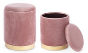 Lot de 2 Poufs en velours avec contenant POLINA Rose Antique