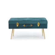 Banc en velours avec rangement POLINA Bleu 80x34x h42 cm