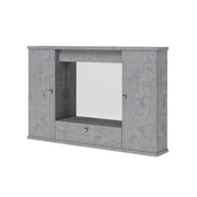 Armoire miroir de salle de bain gris béton 2 portes a - abattant h.61x93x14 cm