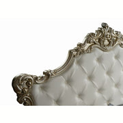 Lit double baroque avec conteneur en éco-cuir SAVOIA Blanc Argent 194x209x h 140 cm