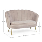 Canapé 2 places effet velours gris clair Giliola