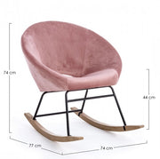 Fauteuil à bascule en velours Vieux Rose ANNIKA 74x77x h74 cm