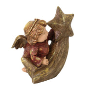 Ange en résine sur étoile dorée 18,5x13,5h22,5 cm