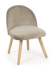 Fauteuil moderne Adeline en bois recouvert d'un effet velours gris tourterelle