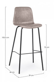 Tabouret de bar vintage simili cuir beige Kyra 39 x 44 x 103,5 cm