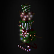 Traîneau en métal avec des cadeaux verts cm26x51h115