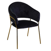 Fauteuil Rotterdam en velours noir h82 cm