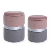 Ensemble de deux poufs ouvrants modernes gris rose gris