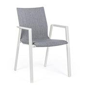 Chaise D'extérieur En Aluminium Blanc Avec Coussin Gris Foncé Odeon 55.5X60 H83 Cm