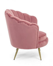 Fauteuil rétro en velours rose paon cm 80 x 76 x 84 h