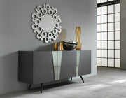 Buffet 3 portes en mélaminé gris foncé avec insert miroir 50x180xh. 80 cm