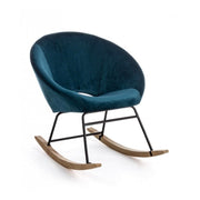 Fauteuil à bascule Annika effet velours bleu canard