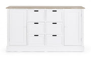 Buffet Dorotea 2 portes 4 tiroirs en bois mélaminé blanc