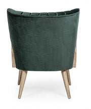 Fauteuil vintage en bois velours vert Virna