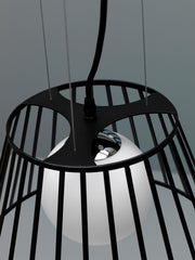 Suspension en métal avec abat-jour noir D25/35xD20/35x120h cm