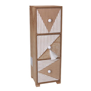 Récipient brun rectangulaire en bois à 3 tiroirs 11,5x11,5h34 cm