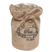 Pot rond en verre avec jute cmø10,5h19
