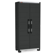 Armoire haute en plastique 4 étagères renforcées 88x45x181H cm. Garage XL noir