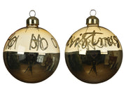 Boule de Noël en verre doré avec écriture assortie 8 cm pc 1
