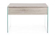 Design Bureau en bois naturel Armos 1 tiroir et pattes en verre 110x55x 76h cm