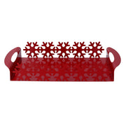 Plateau rectangulaire en métal flocon de neige rouge cm41x20h6,5