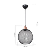 Lampe à suspension métal perforé noir Belin MDL4320