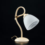Lampe de chevet fer Abat-jour décape ivoire Albâtre Verre blanc 23x h31 cm