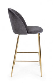 Tabouret Bar Carry en velours gris foncé design contemporain