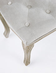 Banc classique bois velours gris Mathilde 110 x 36 x 47 cm