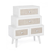 Commode de salon en MDF avec quatre tiroirs Blanc MONTIEL 60x30,5x h70,5 cm