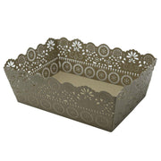 Plateau rectangulaire en métal gris tourterelle cm22x15h7